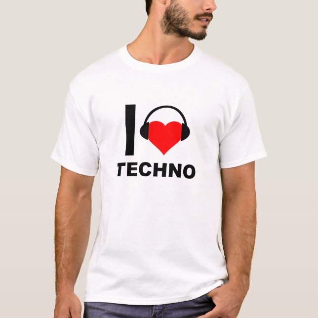 Jag Heart Techno Funny T-shirt (Framsida)
