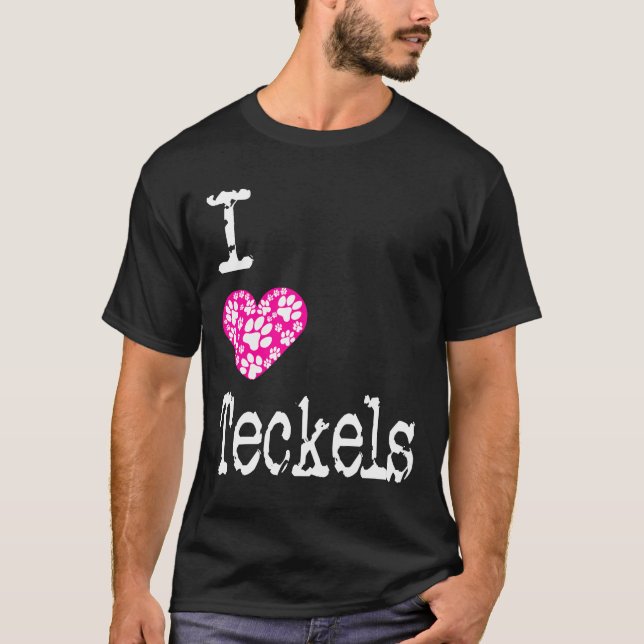 Jag Heart Teckels Kärlek Dachshund Teckel Hundrase T Shirt (Framsida)