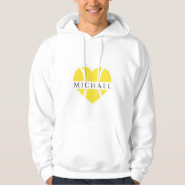 Jag Heart Tennis Kärlek Player Coach Namn Gult Bol Hoodie