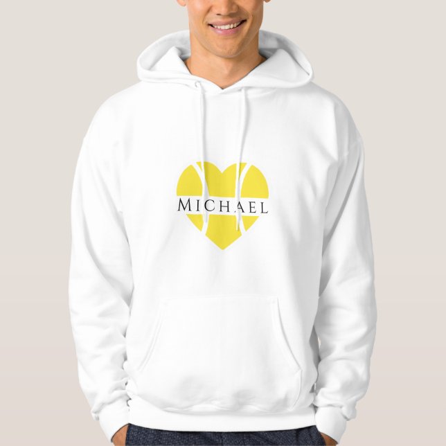 Jag Heart Tennis Kärlek Player Coach Namn Gult Bol Hoodie (Framsida)