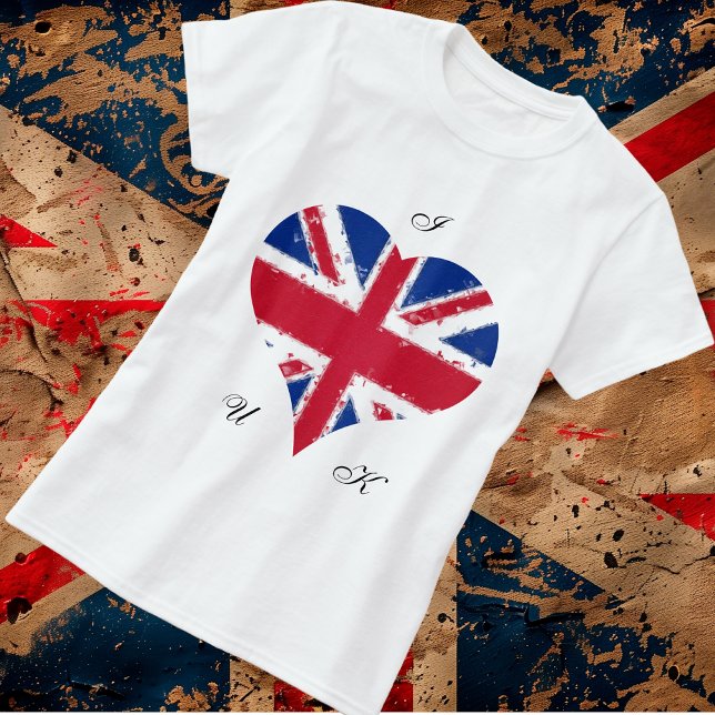 Jag Heart UK Union Jack British Flagga T Shirt (Skapare uppladdad)