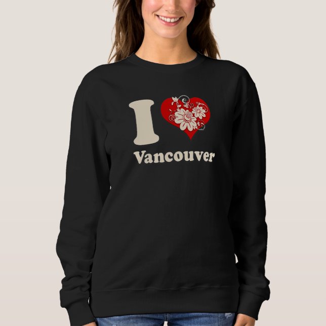 Jag Heart Vancouver Canada Blommigt Heart T Shirt (Framsida)