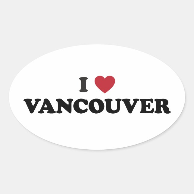 Jag Heart Vancouver Kanada Ovalt Klistermärke (Framsida)