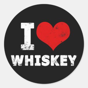 Jag Heart Whiskey Runt Klistermärke