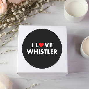 Jag Heart Whistler I Kärlek Whistler Modern Text M Runt Klistermärke