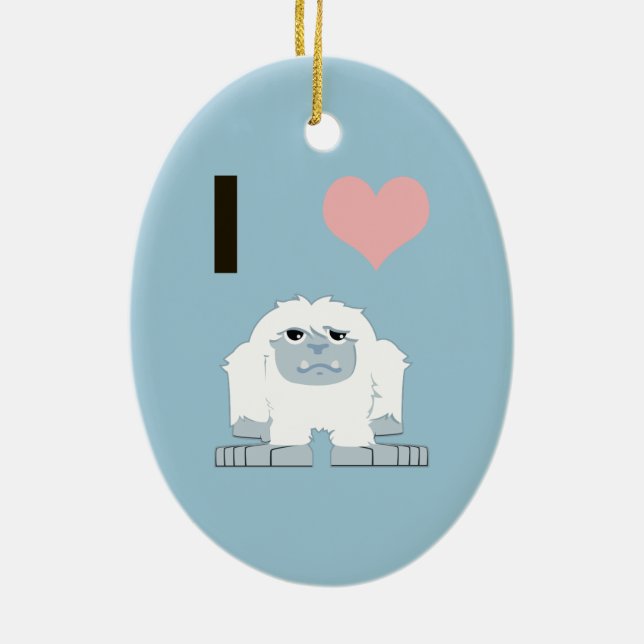 Jag Heart Yeti Cute Tecknad Snö Monster Julgransprydnad Keramik (Baksidan)