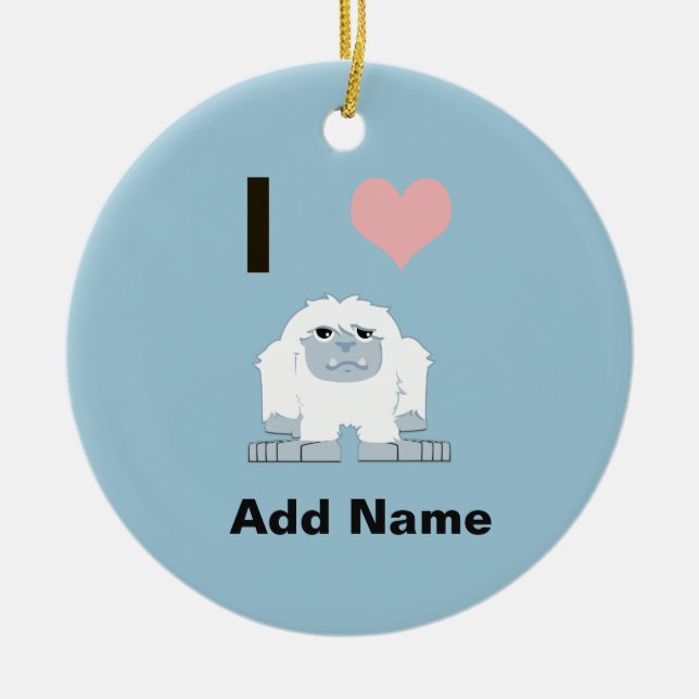 Jag Heart Yeti Cute Tecknad Snö Monster Julgransprydnad Keramik (Framsidan)