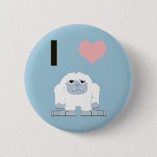 Jag Heart Yeti Cute Tecknad Snö Monster Knapp