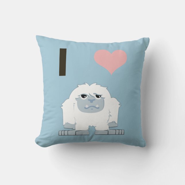Jag Heart Yeti Cute Tecknad Snö Monster Kudde (Framsida)