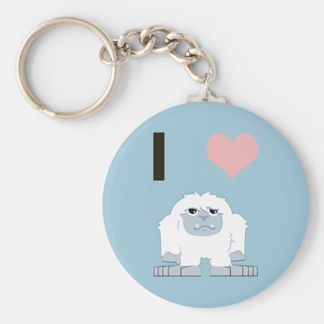 Jag Heart Yeti Cute Tecknad Snö Monster Nyckelring (Framsidan)