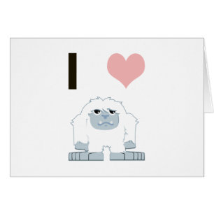 Jag Heart Yeti Cute Tecknad Snö Monster OBS Kort