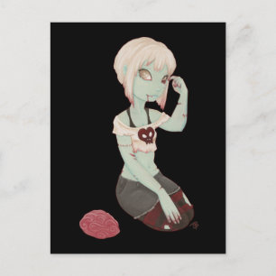 Jag Heart Zombie Girl - vykort
