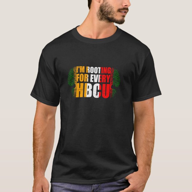 Jag hejar på varje HBCU Black Pride studentstafé T Shirt (Framsida)