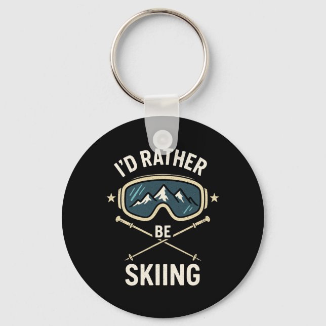 Jag hellre åker skidor - Freestyle skidtävling  Nyckelring (Framsida)