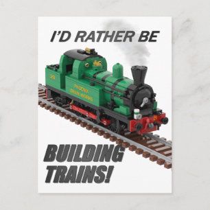 "Jag hellre bygger tåg" vykort