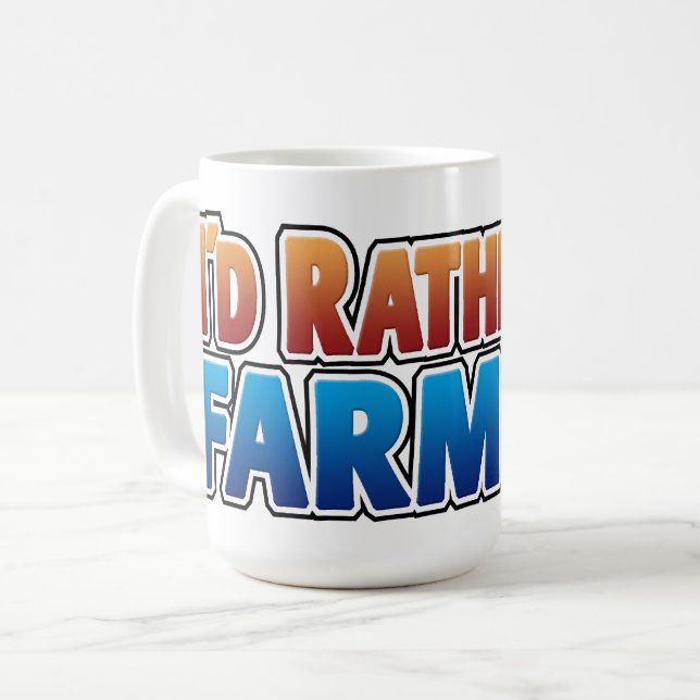 Jag hellre driver jordbruk! stora färgglada bokstä kaffemugg (Framsida vänster)