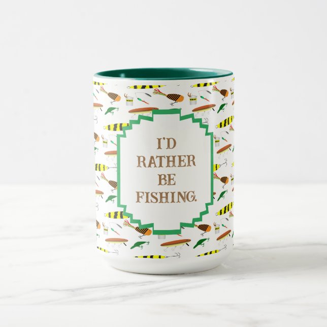 "Jag hellre fiskar" med fiskelock kaffe Mugg (Center)