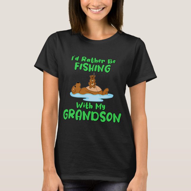Jag hellre fiskar med min sonson t shirt (Framsida)