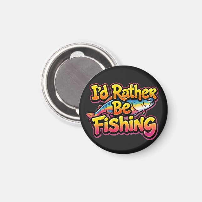 Jag hellre fiskar regnbåge magnet (Front/Back)