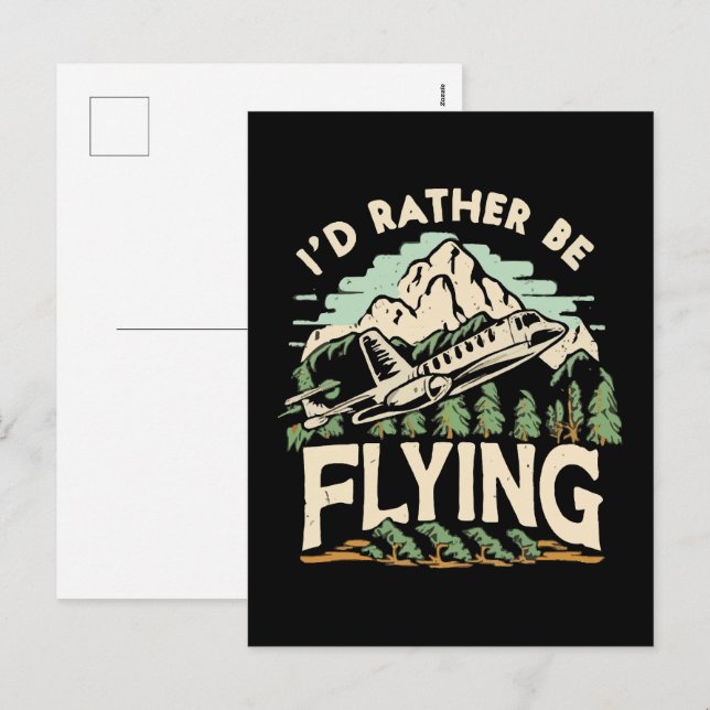 Jag hellre flyger. Flygplan Helg Vykort (Fram/baksida)