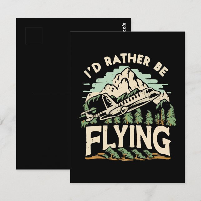 Jag hellre flyger. Flygplan Vykort (Fram/baksida)