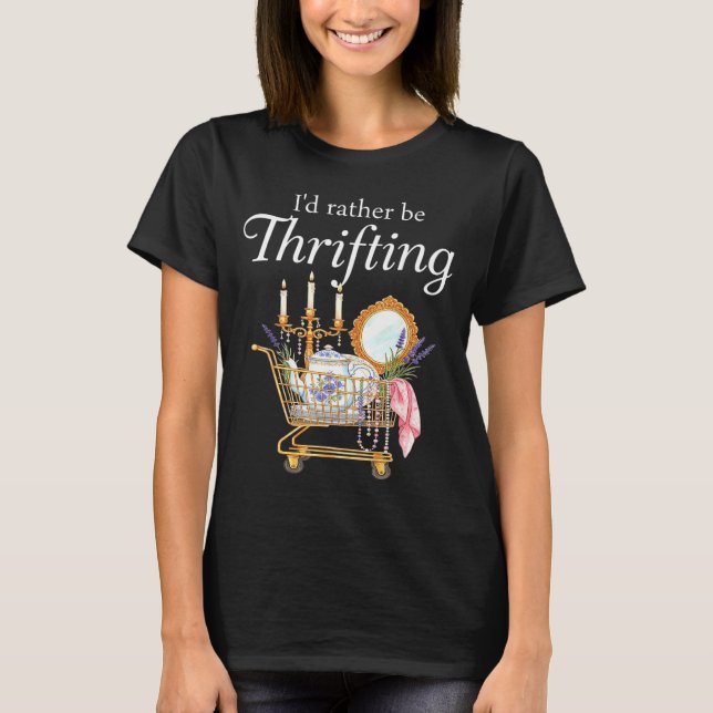 Jag hellre handlar på second hand - rolig shopping t shirt (Framsida)