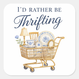 Jag hellre handlar på second hand-sticker fyrkantigt klistermärke