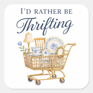 Jag hellre handlar på second hand-sticker fyrkantigt klistermärke