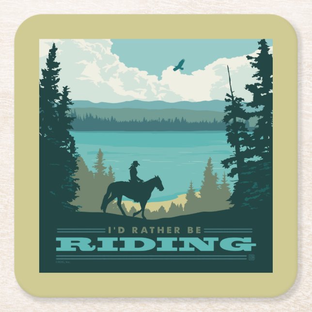 Jag hellre rider underlägg papper kvadrat (Framsidan)