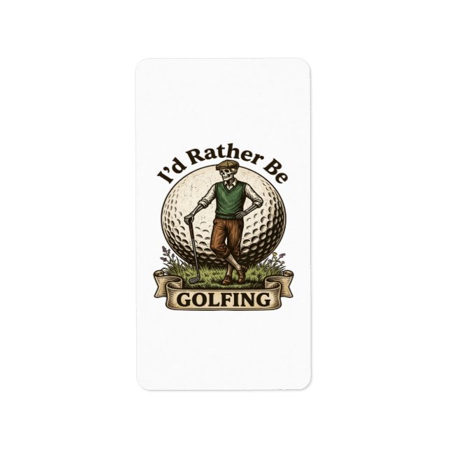 Jag hellre spelade golf  adressetikett (Framsidan)