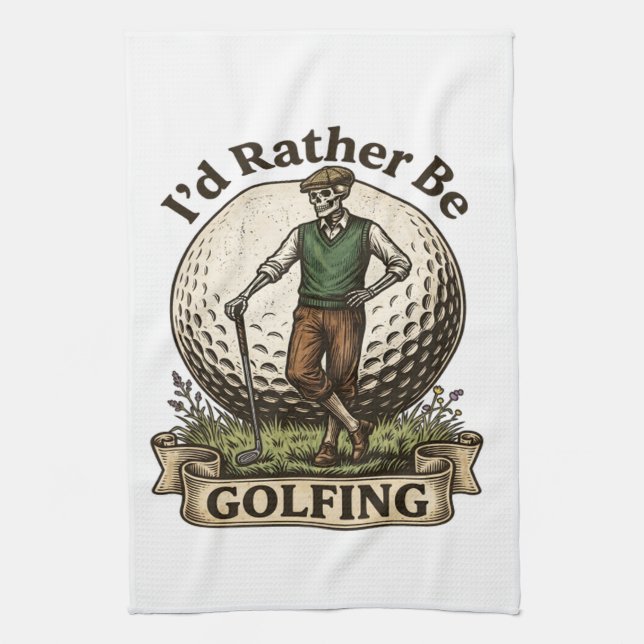 Jag hellre spelade golf  kökshandduk (Vertikal)