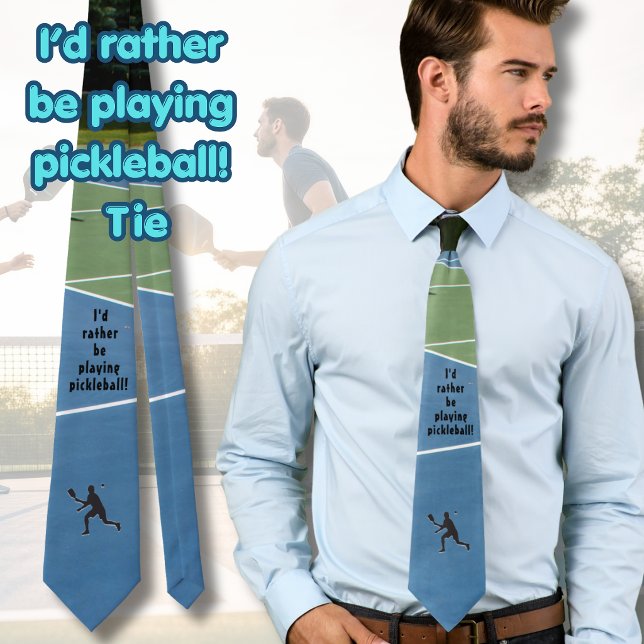 Jag hellre spelade Pickleball Roligt  Slips (I'd rather be playing Pickleball funny tie for Dad or Granddad)