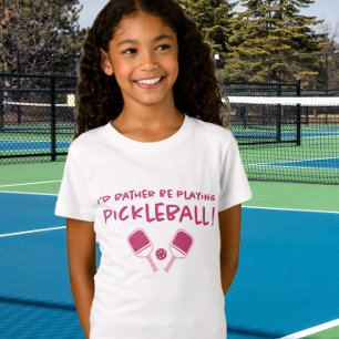 Jag hellre spelade pickleball söt flickaktig rosa t shirt
