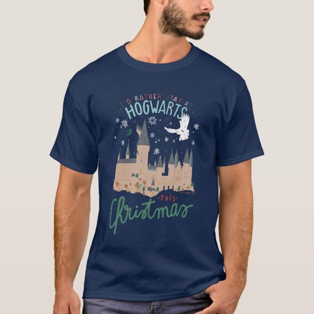 Jag hellre stannar på Hogwarts i jul T Shirt (Framsida)