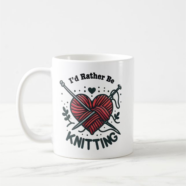 Jag hellre stickar hjärta garn grafisk stickare kaffemugg (Vänster)