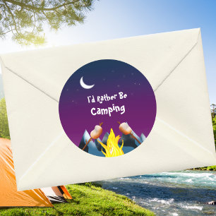 Jag hellre vara camping Marshmallows för lägereld Runt Klistermärke