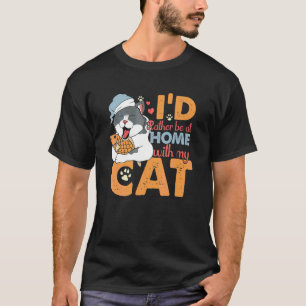 Jag hellre vara hemma med min katt sömnig katt t shirt