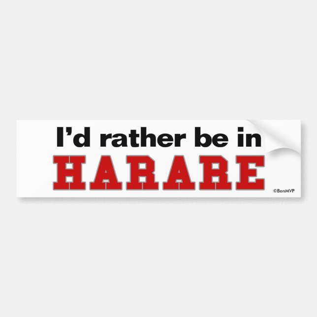 Jag hellre vara i Harare Bildekal (Framsidan)