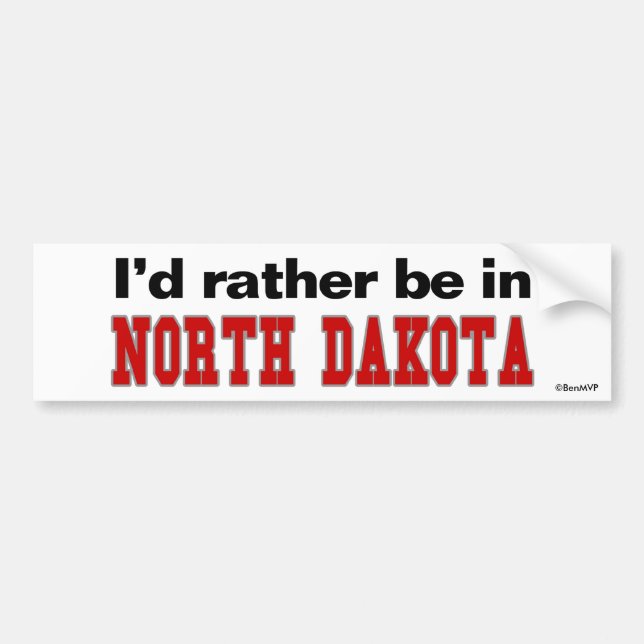 Jag hellre vara i North Dakota Bildekal (Framsidan)