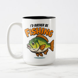 Jag hellre vore fiskande Två-Tonad mugg