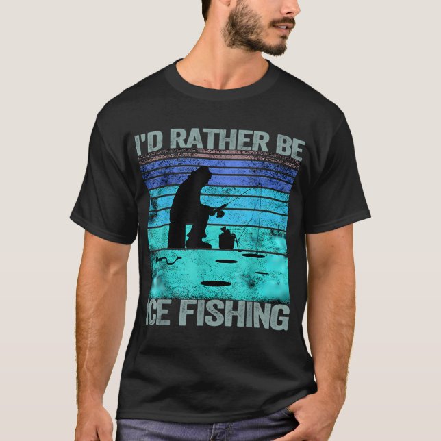 Jag hellre vore isfiske Retro T Shirt (Framsida)