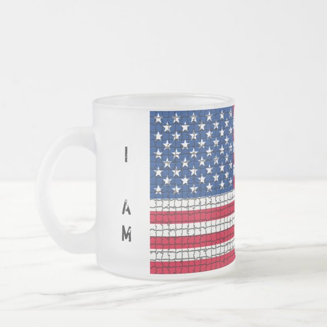 "Jag heter AMERICAN" Flagga Frosted Mugg (Vänster)