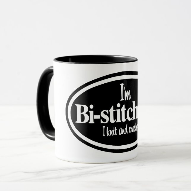 "Jag heter Bistitchual - I Sticka och Crochet" mug Mugg (Framsida vänster)