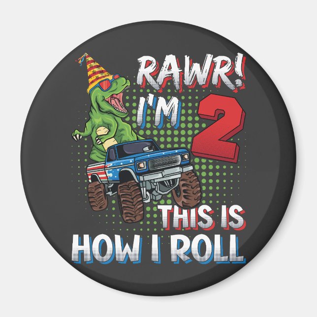 Jag heter Dinosaur Monster Lastbil CR Magnet (Framsidan)