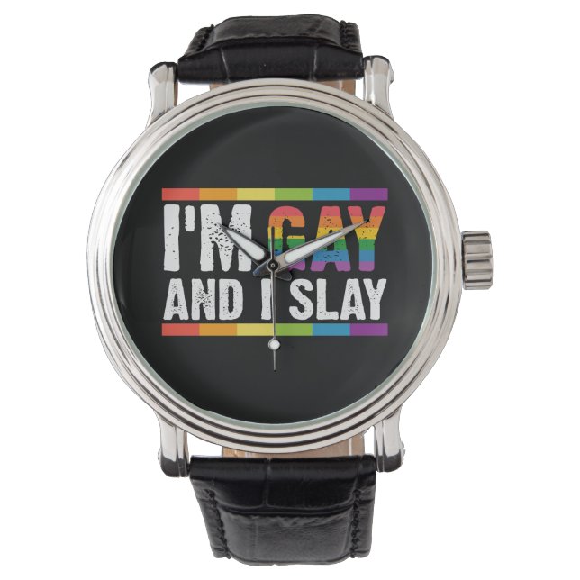 Jag heter Gay och Slay LGBTQ Gay pride Armbandsur (Framsida)