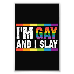 Jag heter Gay och Slay LGBTQ Gay pride Fototryck