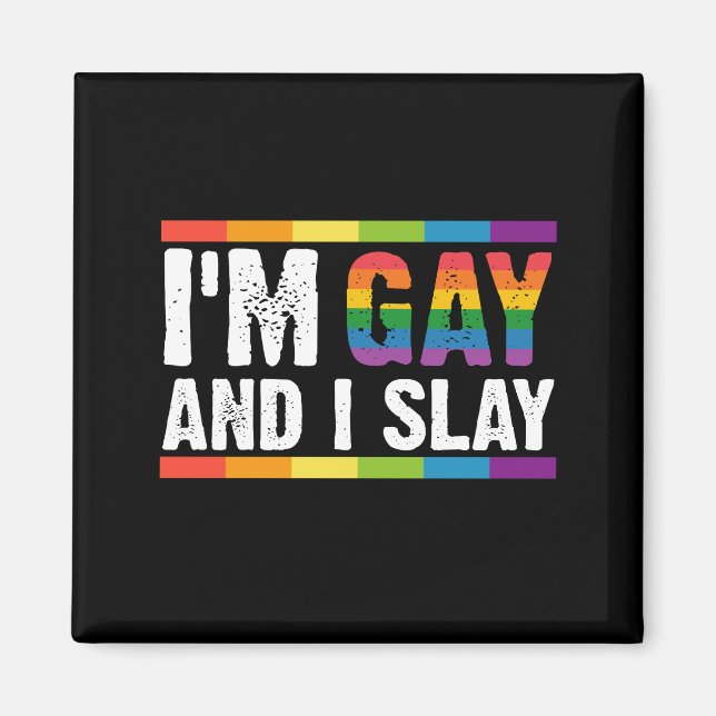 Jag heter Gay och Slay LGBTQ Gay pride Magnet (Framsidan)