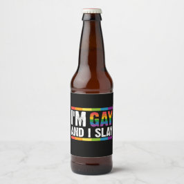 Jag heter Gay och Slay LGBTQ Gay pride Ölflaska Etikett