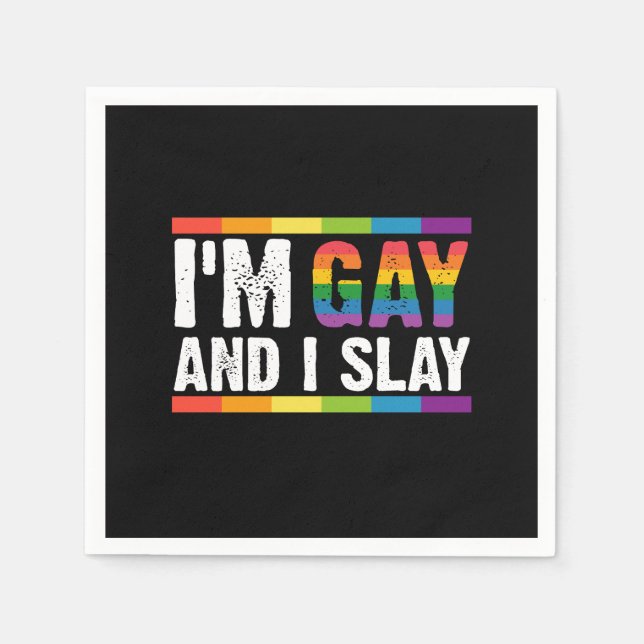 Jag heter Gay och Slay LGBTQ Gay pride Pappersservett (Framsidan)