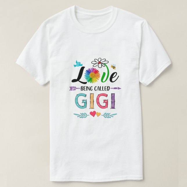 Jag heter Kärlek Gigi Daisy Flower Mors dag T Shirt (Design framsida)